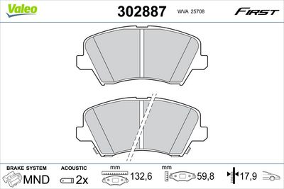 Bremžu uzliku kompl., Disku bremzes VALEO 302887