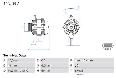 Генератор BOSCH 0 986 085 160