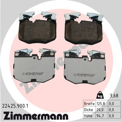 Комплект тормозных колодок, дисковый тормоз ZIMMERMANN 22425.900.1