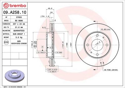 Тормозной диск BREMBO 09.A258.10