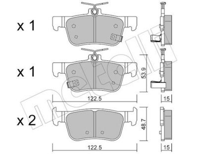 Bremžu uzliku kompl., Disku bremzes METELLI 22-1131-0