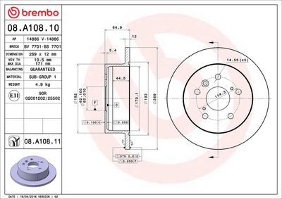 Bremžu diski BREMBO 08.A108.10