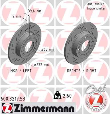 Тормозной диск ZIMMERMANN 600.3217.53