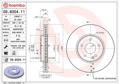 Тормозной диск BREMBO 09.8304.11