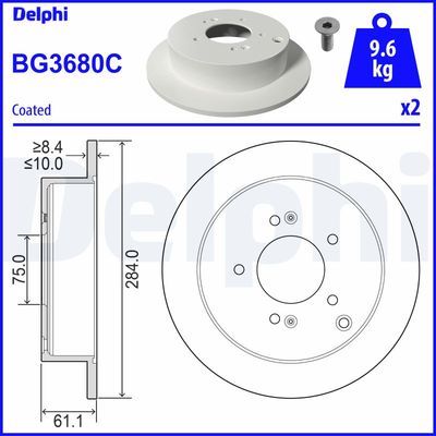 Тормозной диск DELPHI BG3680C