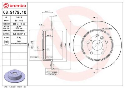 Тормозной диск BREMBO 08.9179.10
