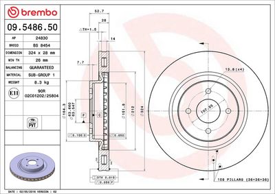 Тормозной диск BREMBO 09.5486.50