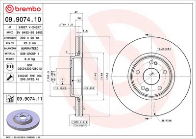 Тормозной диск BREMBO 09.9074.11