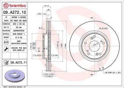 Bremžu diski BREMBO 09.A272.11