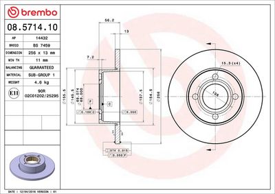 Тормозной диск BREMBO 08.5714.10
