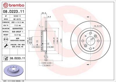 Тормозной диск BREMBO 08.D223.11