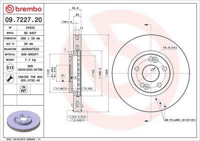 Тормозной диск BREMBO 09.7227.20