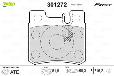 Bremžu uzliku kompl., Disku bremzes VALEO 301272