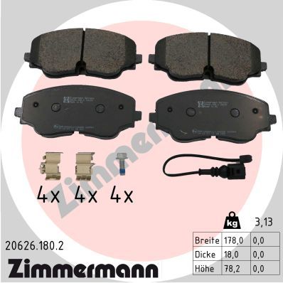 Bremžu uzliku kompl., Disku bremzes ZIMMERMANN 20626.180.2