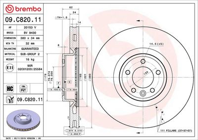 Тормозной диск BREMBO 09.C820.11