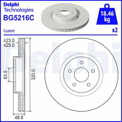 Тормозной диск DELPHI BG5216C