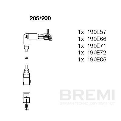 Комплект проводов зажигания BREMI 205/200