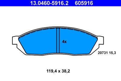 Bremžu uzliku kompl., Disku bremzes ATE 13.0460-5916.2