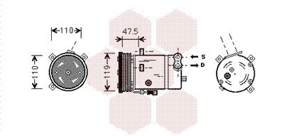 Компрессор, кондиционер VAN WEZEL 3700K277
