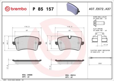 Bremžu uzliku kompl., Disku bremzes BREMBO P 85 157