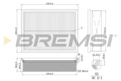 Воздушный фильтр BREMSI FA2125