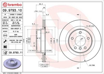 Тормозной диск BREMBO 09.9793.11