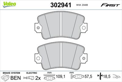 Bremžu uzliku kompl., Disku bremzes VALEO 302941
