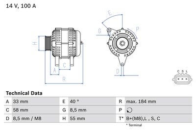 Генератор BOSCH 0986084020