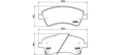 Bremžu uzliku kompl., Disku bremzes BREMBO P 83 081