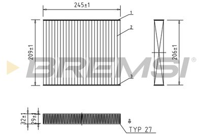 Фильтр, воздух во внутренном пространстве BREMSI FC0931A