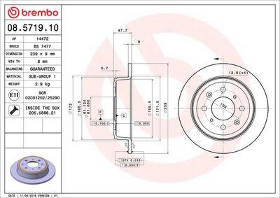 Bremžu diski BREMBO 08.5719.10