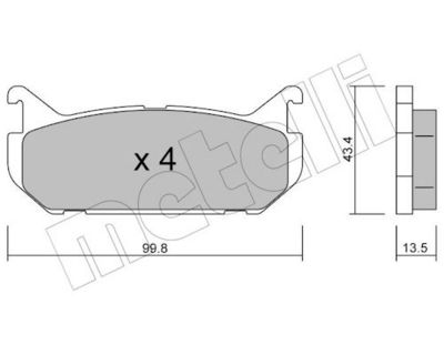Комплект тормозных колодок, дисковый тормоз METELLI 22-0303-0