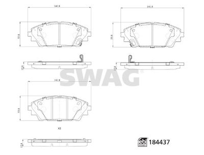 Bremžu uzliku kompl., Disku bremzes SWAG 33 10 9371