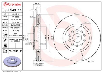 Тормозной диск BREMBO 09.E949.11