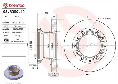 Тормозной диск BREMBO 08.8060.10