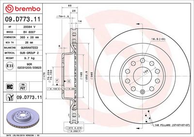 Тормозной диск BREMBO 09.D773.11