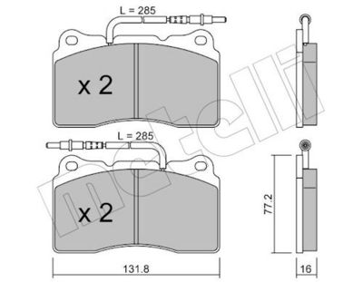Bremžu uzliku kompl., Disku bremzes METELLI 22-0288-2