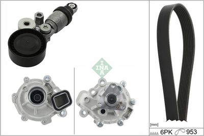 Ūdenssūknis + ķīļrievu siksnas komplekts Schaeffler INA 529 0608 30
