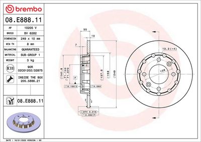 Тормозной диск BREMBO 08.E888.11