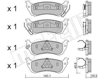 Bremžu uzliku kompl., Disku bremzes METELLI 22-0570-0