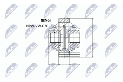 Шарнирный комплект, приводной вал NTY NPW-VW-020
