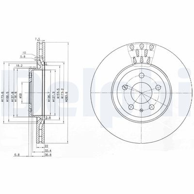 Тормозной диск DELPHI BG2512C