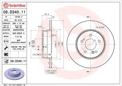 Bremžu diski BREMBO 08.D340.11