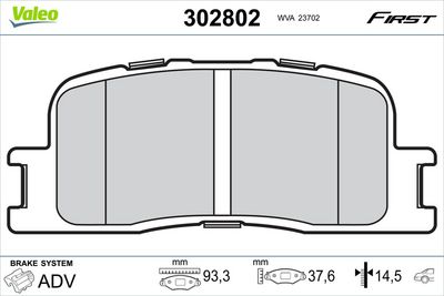 Bremžu uzliku kompl., Disku bremzes VALEO 302802
