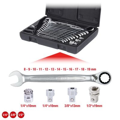 Uzgriežņu atslēgu komplekts ar sprūdmehānismu KS TOOLS 503.4666