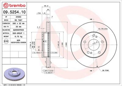 Bremžu diski BREMBO 09.5254.10
