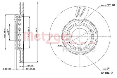 Тормозной диск METZGER 6110403