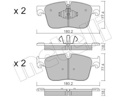 Комплект тормозных колодок, дисковый тормоз METELLI 22-1124-0