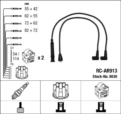 Augstsprieguma vadu komplekts NGK 8630