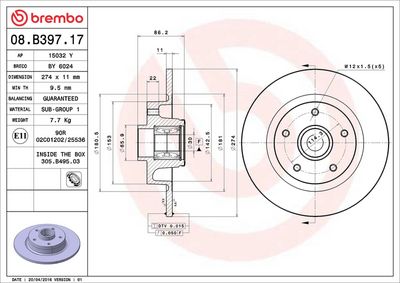 Bremžu diski BREMBO 08.B397.17